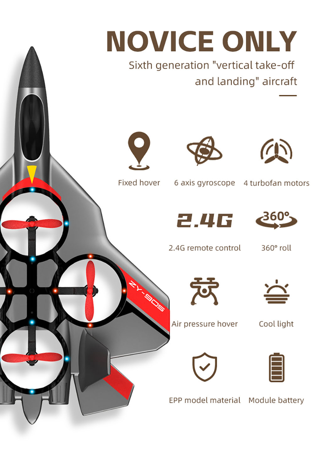 ZHIYANG-905-24G-Vertikalstart-Lande--EPP-RC-Drohne-Flugzeug-Quadcopter-Gleiter-RTF-Mit-4-Turbofan-Mo-2003890-2